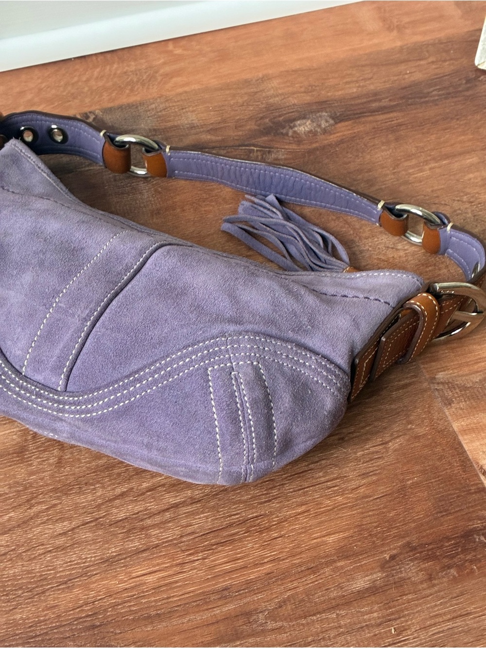 Coach Vintage Y2K Suede Leather Shoulder Bag, Purple, 8A14 - Picture 11 of 15